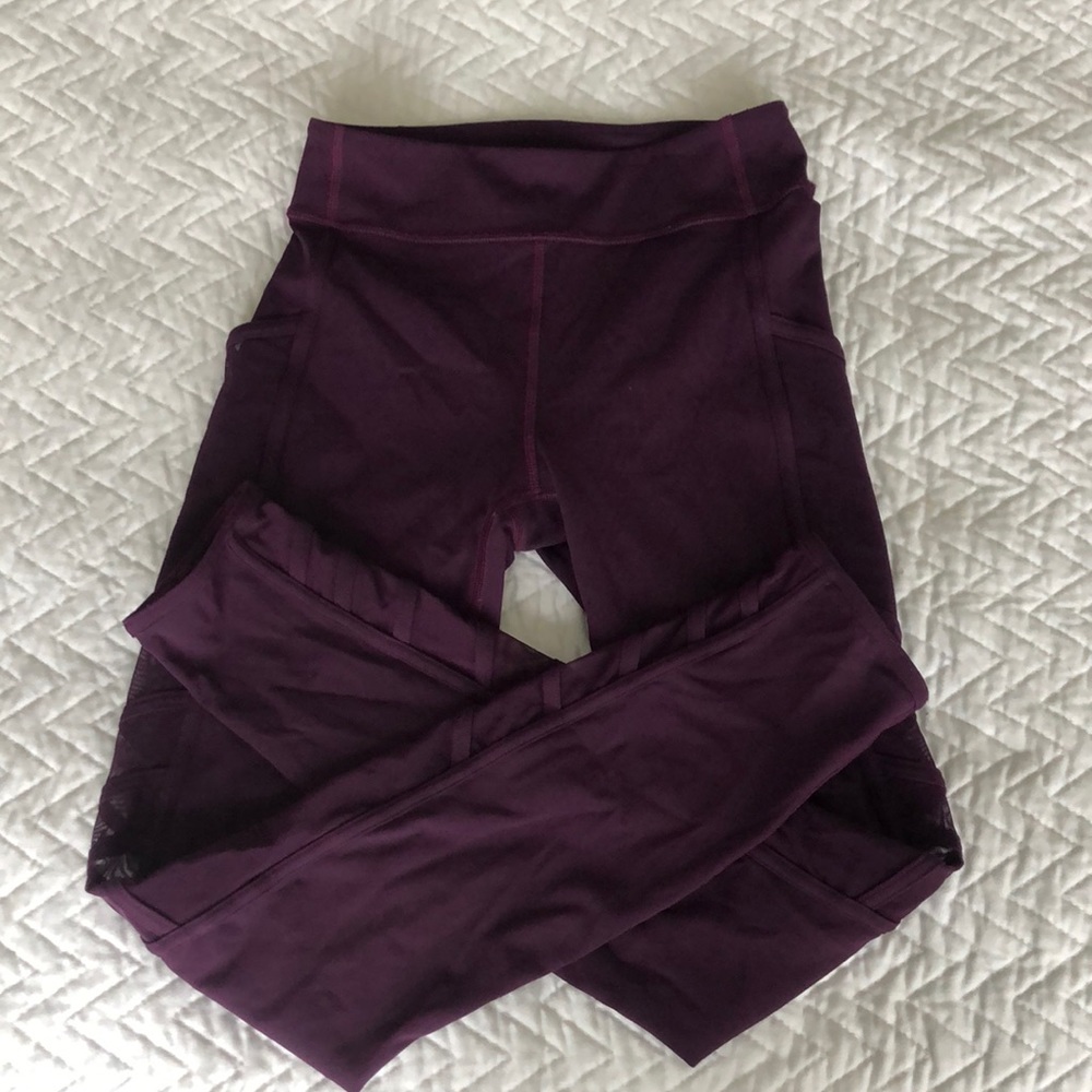 Lululemon maroon yoga mesh pants, size 4